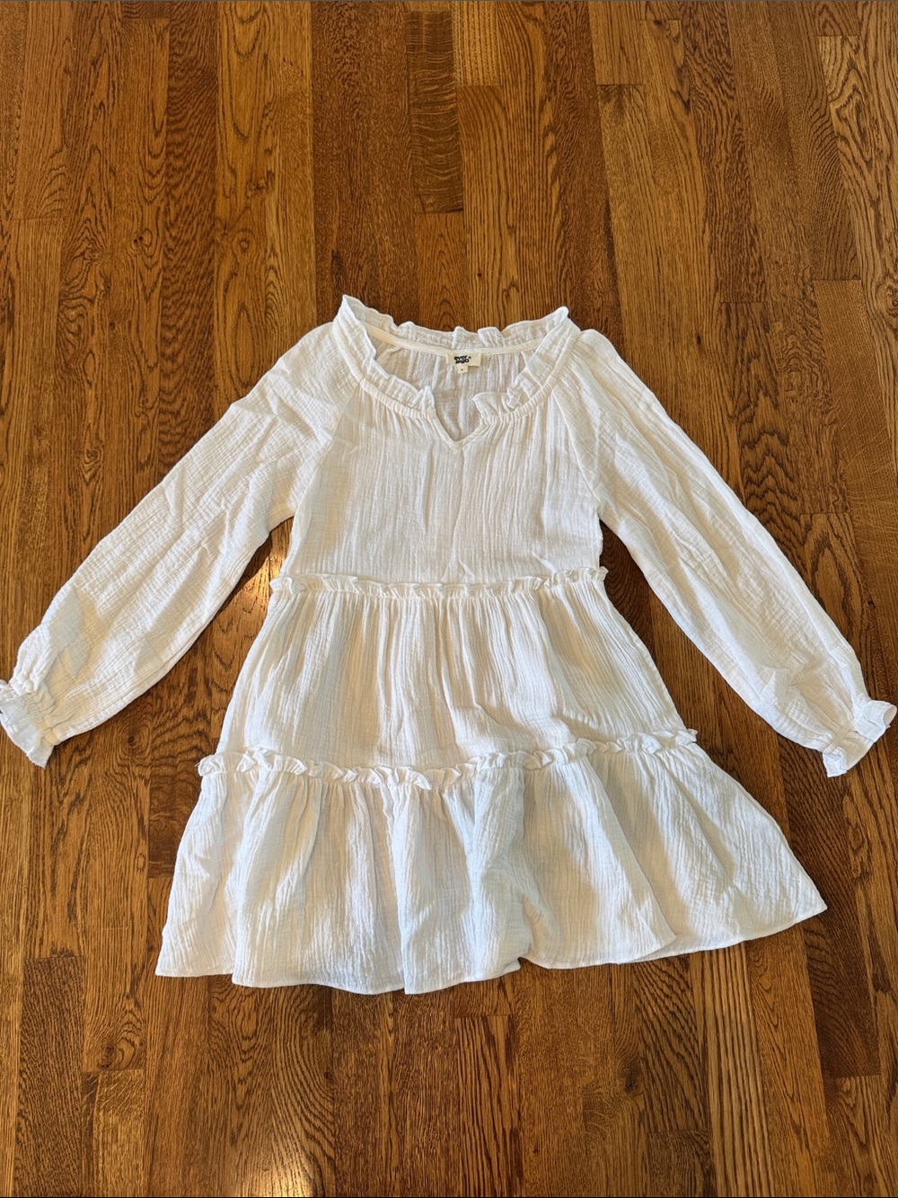 Ever After Girls' White Long-Sleeve Tiered Dress Size 6